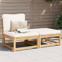 3-delige Loungeset met kussens massief acaciahout - thumbnail