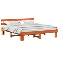 Bedframe met hoofdeinde Bruin 180 x 200 cm Massief grenenhout - thumbnail
