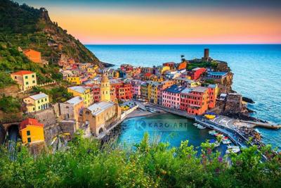 Schilderij - Ligurië, Italië , Multikleur , 3 maten , Premium print