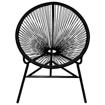 Tuinmaanstoel poly rattan zwart