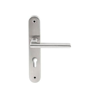 Hardbrass Deurkruk Athene op ovaal langschild profielcilindergat 72mm - RVS Hardbrass Deurkruk Athene op ovaal langschild profielcilindergat 72mm - RVS