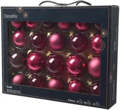 Decoris glazen kerstbal mix granaatappel 21 stuks Decoris glazen kerstbal mix granaatappel 21 stuks