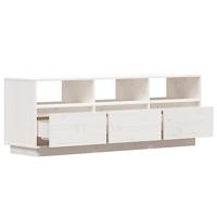 Tv-meubel 140x37x50 cm massief grenenhout wit - thumbnail