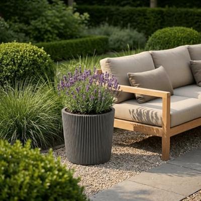 Capi nature groove nl conisch vaas 36x34 cm warme taupe