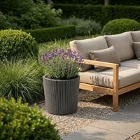 Capi nature groove nl conisch vaas 45x41 cm warme taupe - thumbnail