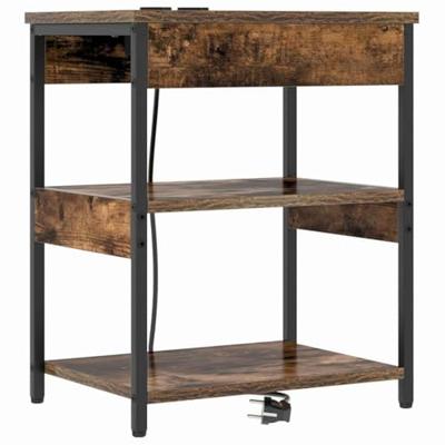 Nachtkastje 2 pcs Gerookt eiken Bewerkt hout