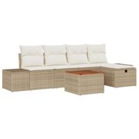 Tuinbankenset met kussen met opslag 6 pcs Beige poly rattan - thumbnail