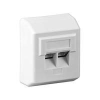 RJ45 Wandcontactdoos Opbouw - 2x RJ45 - CAT-5e - Afgeschermd - Incl. Afdekraam - Netwerkdoos - 10 Gigabit - Wit - thumbnail