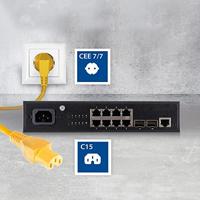 ACT Netsnoer CEE 7/7 male (haaks) - C15 geel 2 m - thumbnail