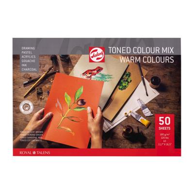 Talens gekleurd tekenpapier, 180 g, ft 29,7 x 42 cm, A3, geassorteerde warme kleuren, blok van 50 vel Talens gekleurd tekenpapier, 180 g, ft 29,7 x 42 cm, A3, geassorteerde warme kleuren, blok van 50 vel