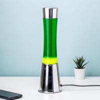 Lavalamp Zilver Met Groene Vloeistof En Gele Lava - thumbnail