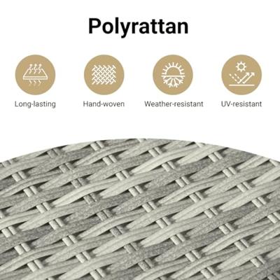 6-delige Loungeset met kussens poly rattan lichtgrijs