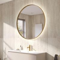Ben Mimas ronde spiegel met LED verlichting en anti-condens Ø100cm mat goud - thumbnail