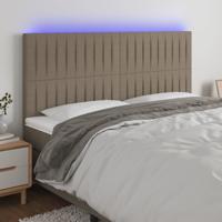 Hoofdbord LED 200x5x118/128 cm stof taupe - thumbnail