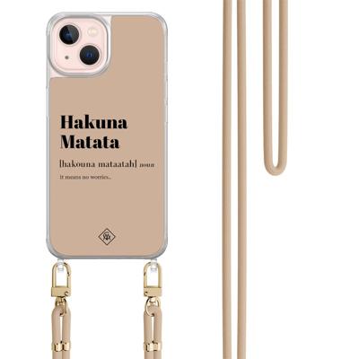 iPhone 13 hoesje met beige koord - Hakuna matata