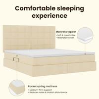 Opbergbed met LED met matras Crème 160 x 200 cm Polyester - thumbnail