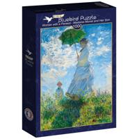 Claude Monet - Woman with a Parasol - Madame Monet and Her Son Puzzel 1000 Stukjes - thumbnail