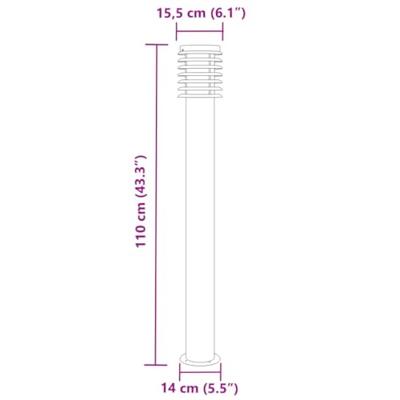 VidaXL Vloerlamp voor buiten 110 cm roestvrijstaal zwart VidaXL Vloerlamp voor buiten 110 cm roestvrijstaal zwart