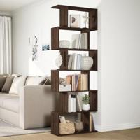 Kamerscherm / boekenkast 6-laags 70x24x193 cm hout bruin eiken - thumbnail