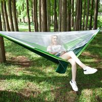 Draagbare buiten parachute hangmat met klamboes (groen) - thumbnail