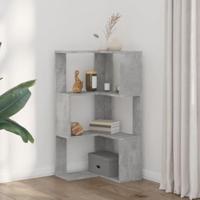 Boekenkast 3-laags hoek 50x50x102 cm bewerkt hout betongrijs - thumbnail
