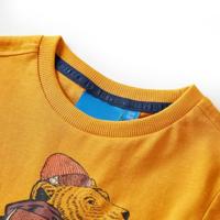 Kindershirt met lange mouwen berenprint 104 okerkleurig - thumbnail