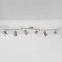 Riga - LED plafondlamp - 24 Watt 2345 Lumen - 6 spots - 6500K Neutraal wit - Draaibaar en dimbaar - GU10 - Kantelbaar - Plafondspot - IP20 Voor binnen - RVS - thumbnail