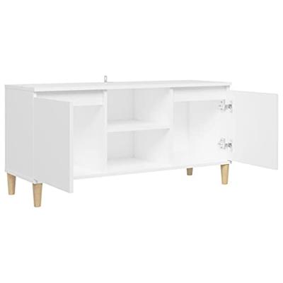 Tv-meubel met massief houten poten 103,5x35x50 cm wit