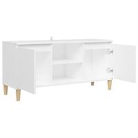 Tv-meubel met massief houten poten 103,5x35x50 cm wit - thumbnail