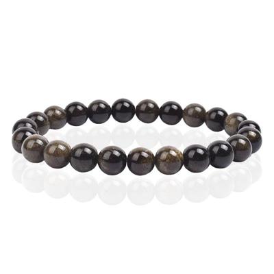 Natuursteen Armband met 8mm Kralen Memphis - Gold Obsidian Natuursteen Armband met 8mm Kralen Memphis - Gold Obsidian