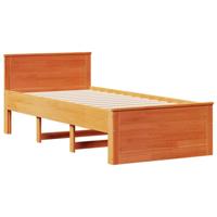 Bedframe met hoofdbord zonder matras hout wasbruin 75x190 cm - thumbnail