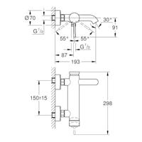 GROHE Essence Badkraan met omstel en koppelingen Chroom 25250001 - thumbnail