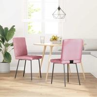 Eetkamerstoelen 2 st fluweel roze - thumbnail