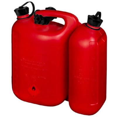 Hunersdorff Dubbele jerrycan voor brandstof | inhoud 5,5 + 3 l | rood HDPe | L316xB145xH312mm | 1 stuk - 825000 825000