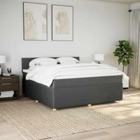 Boxspring met matras stof donkergrijs 180x200 cm - thumbnail