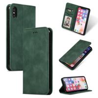 Retro huid voelen Business magnetische horizontale Flip lederen case voor iPhone XS Max (Army Green) - thumbnail