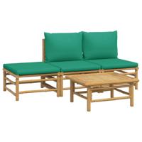 4-delige Loungeset met kussens bamboe groen - thumbnail