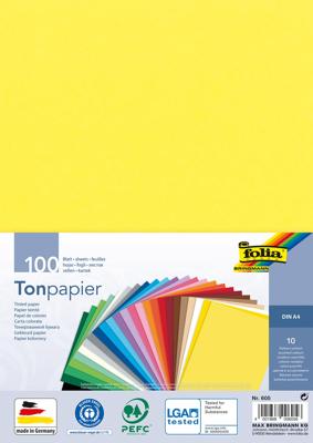 Folia gekleurd tekenpapier, 120 g, ft 21 x 29,7 cm, A4, geassorteerde kleuren, pak van 100 vel