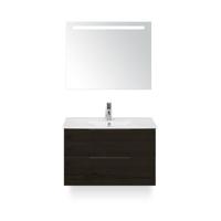 Seville Badmeubelset 80 cm - Black Oak Edge greep - Wastafel Enjoy - met Sence Spiegel - thumbnail