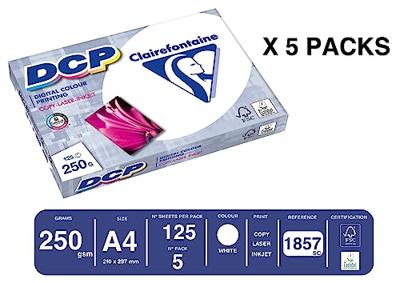 Laserpapier clairefontaine dcp a4 250gr wit | 5 stuks