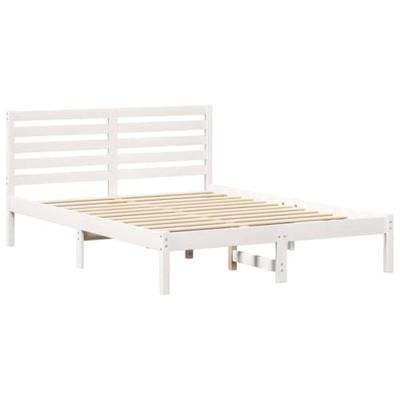 Bedframe met hoofdeinde Wit 135 x 190 cm Massief grenenhout