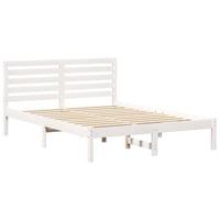 Bedframe met hoofdeinde Wit 140 x 190 cm Massief grenenhout - thumbnail