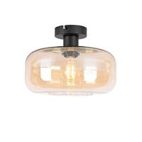 QAZQA Art deco plafondlamp zwart met amber glas - Bizle - thumbnail
