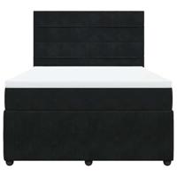 Boxspring met matras fluweel zwart 160x200 cm - thumbnail