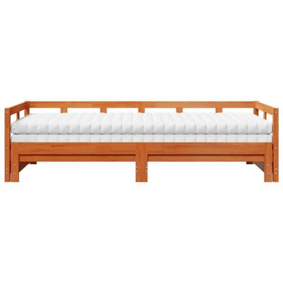 Slaapbank onderschuifbed matras 80x200 cm grenenhout wasbruin - thumbnail
