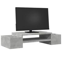 Monitorstandaard met opbergruimte 70x27x15 cm hout betongrijs - thumbnail