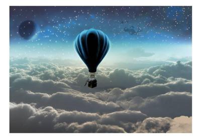 Fotobehang - Luchtballon boven de wolken, Vliesbehang, in 5 maten, voor slaapkamer en woonkamer, Instructie bijgesloten, zeer eenvoudig aan te brengen