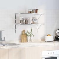 Wandschappen 2 st 75x40 cm roestvrijstaal zilverkleurig - thumbnail