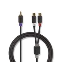 Nedis CABW24010AT02 Subwooferkabel Rca Male - 2x Rca Female 0,2 M Antraciet - thumbnail