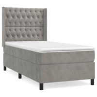 Boxspring met matras fluweel lichtgrijs 90x190 cm - thumbnail